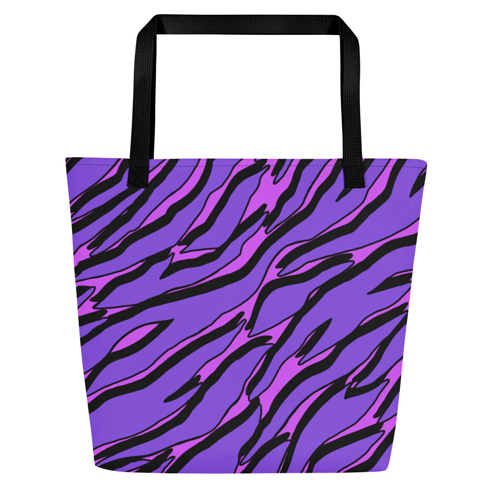 Purple Tiger- All-Over Print Large Tote Bag