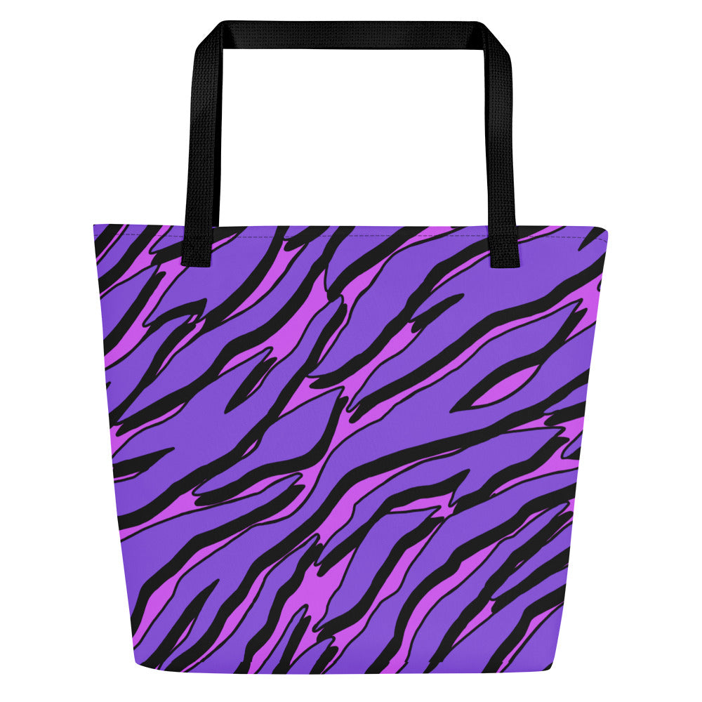 Purple Tiger- All-Over Print Large Tote Bag