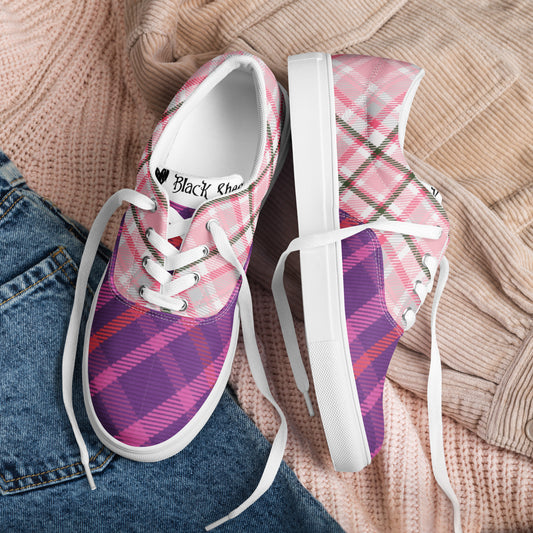 Plaid on Plaid! Women’s lace-up canvas shoes