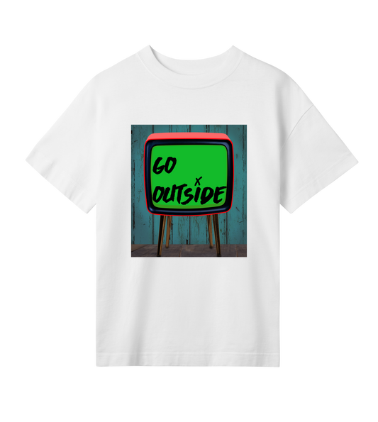 GO OUTSIDE- Women's oversized and boxy tee.